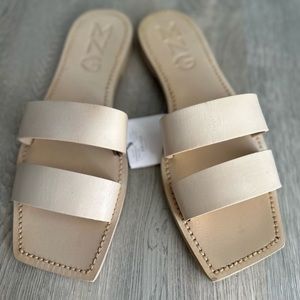 MANGO genuine Leather Duo Flat Sandal size 8 / 39